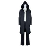 Costume De Cosplay Anime Pour Eren Jaeger Cape Tenue Uniforme Veste À Capuche Perruque Ensemble Manteau D'halloween (Noir,S)