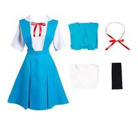 Costume De Cosplay Anime Pour Femme Pour Tenue D'uniforme De Lycée Rei Ayanami Avec Ensemble Complet De Perruque Halloween (Bleu,M)