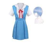 Costume de cosplay Ayanami Rei Asuka Langley Soryu - Robe Ayanami Rei bleu - Robe uniforme de campus pour femme - Tenue de cosplay d'anime, Halloween, Noël, carnaval, fête de jeu de rôle