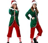 Costume de cosplay de lutin de Noël, costumes de sprite pour adultes pour | Costumes de personnages de Noël adulte Spectacle de bienvenue de Noël à la ma