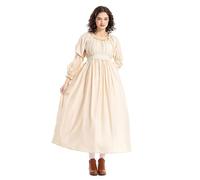 Costume de cosplay Dirndl long et élégant, robe de cour avec dentelle et design à carreaux pour fête, Halloween, événements formels, costume médiéval pour garçon, costume royal de chevalier (beige, M)