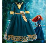 Costume de cosplay Disney pour fille, robe à manches longues de la princesse Mérida, ensemble avec ceinture, pour les fêtes, les carnavals, les spectacles Merida Set 5