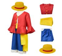 Costume de Cosplay Luffy pour filles, avec chapeau de paille, pour garçons, uniforme de carnaval d'halloween, manteau, pantalon, ceinture, ensemble complet Hat Only