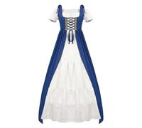 Costume de cosplay médiéval 2025 pour femme, robe à manches longues avec design épaules dénudées, jupe fluide pour Halloween, jeux de rôle, clone trooper, cosplay, bleu, taille M