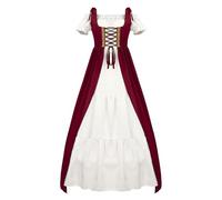 Costume de cosplay médiéval 2025 pour femme, robe à manches longues avec design épaules dénudées, jupe fluide pour Halloween, jeux de rôle, clone trooper, cosplay, rouge, taille L