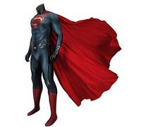 Costume de Cosplay pour Adultes de Super-héros avec Cape, Corps de Superman Steel Cos Body-Enfant Permet Vêtements Combinaisons 3D Luxe Spandex Oneies,Blue-L(175~180)