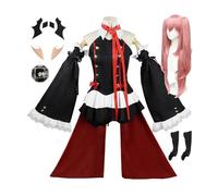 Costume De Cosplay Pour Femmes Anime Pour Uniforme Krul Tepes Robe Noire Dos Nu Tenue D'halloween Avec Perruque (Noir,XS)
