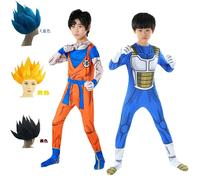 Costume de Cosplay Son Goku Majin végéta pour enfants et adultes, combinaison de super-héros Anime, cheveux noirs, Costume d'halloween Ivoire