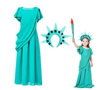 Costume de cosplay Statue de la Liberté - Robe d'Halloween pour adulte, tenue emblématique de la liberté | Costume historique de la Statue de la liberté, robe de Style Vintage pour Halloween, Cosplay,