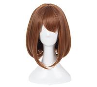 Costume de cosplay Uraraka Ochako court marron bobo résistant à la chaleur perruque perruque bonnet fête Halloween