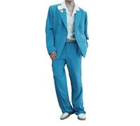 Costume de couleur unie pour homme - Blazer - Pantalon ample - Décontracté - Travail - Commute - Fête sociale - 2 pièces, comme sur l'image, M
