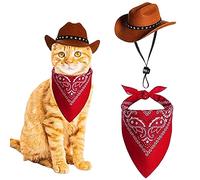 Costume de cow-boy de chien 2pcs Chien Cowboy chapeau et écharpe bandana Western Pet Halloween Costumes Accessoires pour chiot chaton de cosplay Festival Party Festival quotidien, chapeau de chien