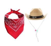 Costume de Cow-Boy de Chien, 2pcs Western Pet Tenfit avec Chapeau et écharpe Bandana, Accessoires du Festival fête Cosplay d'halloween pour Petits Chiens Moyens, Chiots (B)