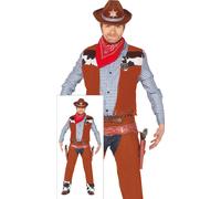 Costume de cow-boy Westerngentleman Carnaval Chemise Shérif Gilet, Taille : 54 - 56 (XL) Couleur : Marron