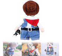 Costume de cowboy avec chapeau d'automne épais pour chien et manteau de costume moyen E0a0 chaud à capuche petite combinaison