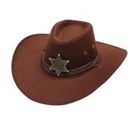Costume de cowboy hippie 2026 - Chapeau de cowboy occidental pour hommes et femmes - Style avec décoration en boucle d'étoile - Parfait, café, taille unique