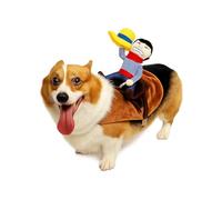 Costume de cowboy pour chien et chat - Tenue western avec selle et figurine - Avec fermeture Velcro - Tailles XS à XXL (cowboy, M)