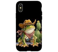 Costume de Cowboy Ranch avec Grenouille dans Un Chapeau Western Coque pour iPhone X/XS