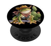 Costume de Cowboy Ranch avec Grenouille dans Un Chapeau Western PopSockets PopGrip Adhésif