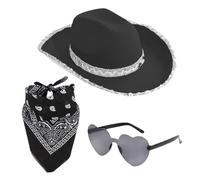 Costume de cowgirl pour femme, chapeaux de cow-boy Bling pour femmes, Chapeau de cowgirl Bling à la mode, fournitures de carnaval habillées, lot de 3 pièces