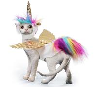 Costume de créature mythique arc-en-ciel pour animal domestique, réglable, pour Halloween, chat, chien, cosplay, cheval arc-en-ciel, gilet avec corne d'aile, festival de Noël, tenue de fête
