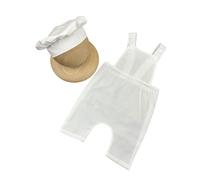 Costume de cuisinier pour nouveau-né en polyester doux, bretelles réglables, pantalon avec accessoires de chapeau, facile à porter, costume polyvalent pour nouveau-né