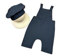 Costume de cuisinier pour nouveau-né en polyester doux, bretelles réglables, pantalon avec accessoires de chapeau, facile à porter, costume polyvalent pour nouveau-né