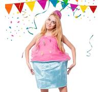 Costume de cupcake, tenue de cosplay, robe sans manches avec chapeau pour cosplay, fête, fête de famille, représentations théâtrales, mascarade, spectacles sur scène, mascarade, spectacle de théâtre