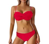 Costume de danse 2026 avec bretelles et franges, costume de performance d'équipe, ensemble bikini soutien-gorge avec tissu pailleté et franges, haut de bikini triangle, rouge, L