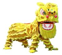 Costume de Danse du Lion,Costume de Danse de Lion, Tête de danse du lion, accessoires de costume de danse du dragon, ensemble de danse du lion, tête de lion chinoise, festivals traditionnels(Yellow)
