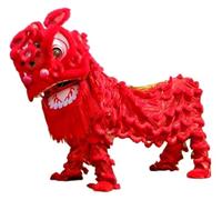 Costume de Danse du Lion,Costume de Danse de Lion, Tête de danse du lion, accessoires de costume de danse du dragon, ensemble de danse du lion, tête de lion chinoise, festivals traditionnels(Red)