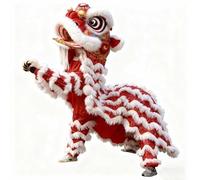 Costume de Danse du Lion, Costume de Mascotte de Lion Pour La Danse du Dragon Chinoise et Accessoires Pour Une Fête du Nouvel an(White)