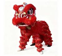 Costume de Danse du Lion, Costume de Mascotte de Lion Pour La Danse du Dragon Chinoise et Accessoires Pour Une Fête du Nouvel an(Red)