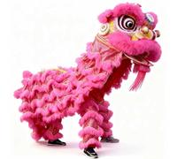 Costume de Danse du Lion, Costume de Mascotte de Lion Pour La Danse du Dragon Chinoise et Accessoires Pour Une Fête du Nouvel an(Rose Red)