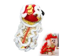Costume de danse du lion du Nouvel An chinois pour chiens, chats | Tenue festive du printemps pour animaux de compagnie | Tenue à capuche à motif de dragon pour chiens de petite et moyenne taille