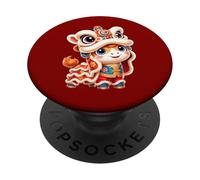 Costume de Danse du Nouvel an Chinois pour Cheval et Lion CNY PopSockets PopGrip Adhésif