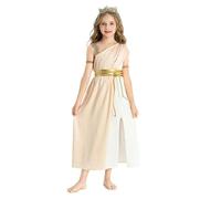 Costume de déesse grecque pour enfants, robe de déesse grecque blanche en polyester Athena Toga robe romaine Costumes Cosplay ensemble tenue Déguisement de déesse romaine grecque pour fille