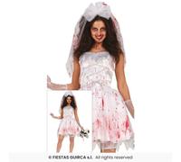 Costume De Déguisement Mariée Zombie Halloween S 8-10 M 10-12 L 14-16