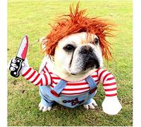 Costume de déguisement pour chien et chat - Costume d'Halloween amusant - Poupée mortelle pour chien et chat - Accessoires de déguisement pour fête pour chien (taille S)