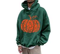 Costume de déguisement pour homme et adulte - Sweat à capuche à manches longues - T-shirt à capuche pour Halloween - Imprimé citrouille - Sweat graphique citrouille - Cordon de serrage - Costumes de