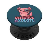 Costume de détective Axolotl Kawaii Rose pour Fille PopSockets PopGrip Adhésif