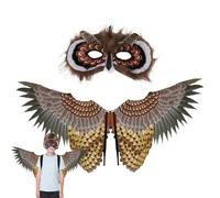 Costume de d'Halloween - Grand masque de 23 x 12 cm - 98 x 38 cm - Ailes en peluche - Accessoire réaliste - Pour fête, école, théâtre, carnaval, scène, rôle