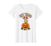 Costume de Diable Jack-o-Lantern Halloween pour Amoureux des Chiens T-Shirt Graphique avec Valeur, Femme, Blanc, XL