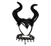 Costume de diable pour fête d'Halloween - Serre-tête et cornes - Accessoires de cosplay - Accessoires de déguisement pour femme - Avec cornes - Bandeau - Collier - Accessoires de déguisement de démons