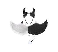 Costume de Diablesse avec Ailes Halloween pour Enfants Ensemble Noir et Blanc TU