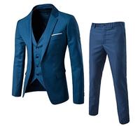 Costume de dîner pour homme - Taille 46 - 3 pièces - Coupe droite - Coupe ajustée - Pour toutes les saisons - Sans plis - Manteau smoking - Blazer - Gilet et pantalon, Bu2., S
