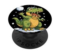 Costume de Dinosaure excité Aime Les Combats de Boules de Neige PopSockets PopGrip Adhésif