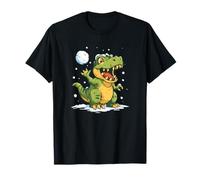 Costume de Dinosaure excité Aime Les Combats de Boules de Neige T-Shirt