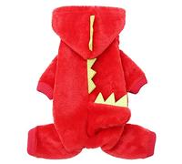 Costume de dinosaure mignon pour animal de compagnie, combinaison en polaire corail doux pour chien et chat, tenue chaude à quatre pattes pour animaux de compagnie de petite et moyenne taille