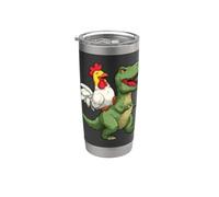 Costume de dinosaure Poulet heureux avec amitié Gobelet isotherme en acier inoxydable double paroi